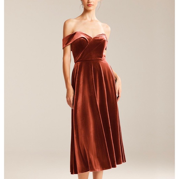 AW Bridal Landis Dress, Burnt Orange, Size 8 - Picture 3 of 4